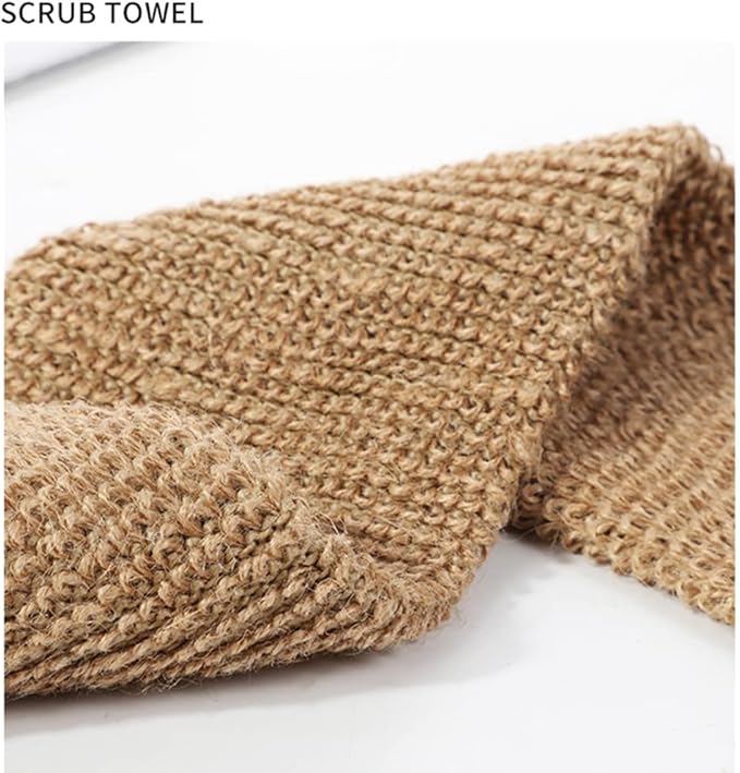 2pcs Exfoliating Body Scrubber Hemp Back Scrubber Exfoliator Loofah Shower Bath Wash Deep Cleaning Glove and Strap Dead Skin Removal for Men Women, Jute Back Wash Strap and Jute Exfoliating Gloves