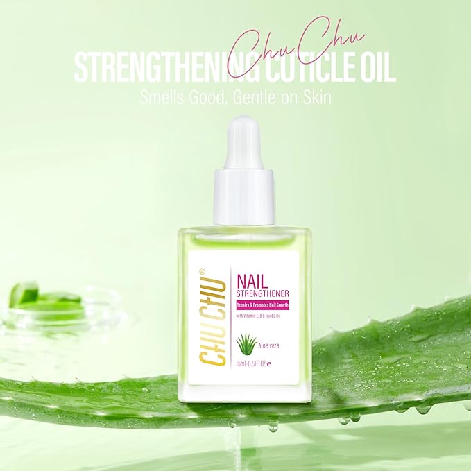 CHUCHU Nail Growth and Strengthener Oil for Cuticle - Aloe Vera Scent Cuticle Oil Repair Moisturizing Treatment - Natural Jojoba Vitamin B & E Nail Oil for Dry Cracked Nails