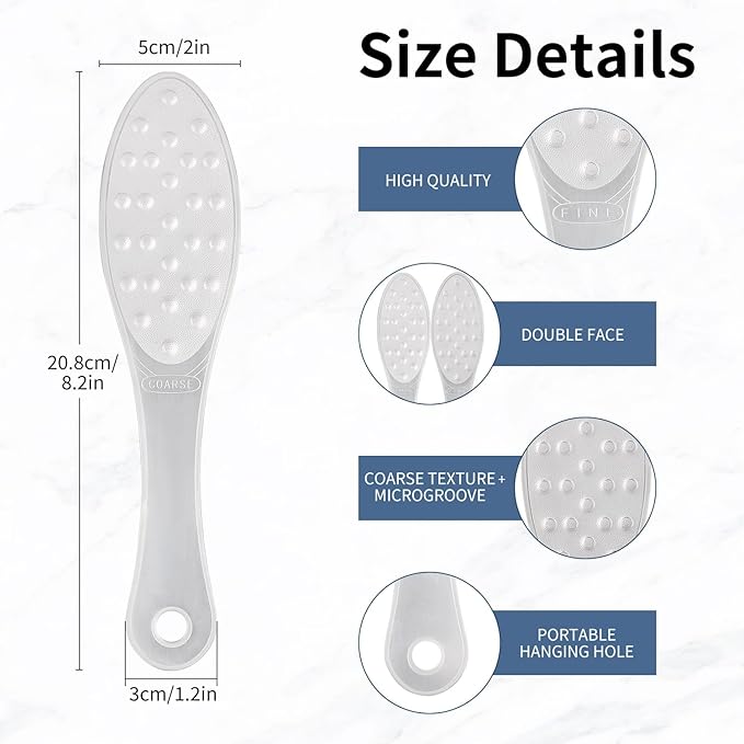 2PCS Stainless Steel Foot Scraper,Professional Foot Rasp Scrubber,Double Sided Pedicure Rasp for Cracked Heel and Dead Foot Skin, Easy to Clean Pedicure Tool(Silver)