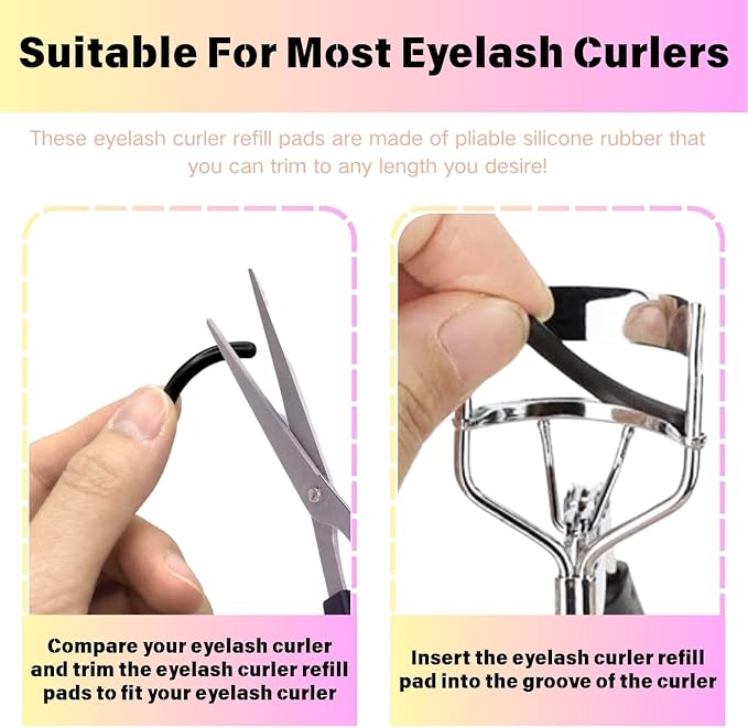100PCS Eyelash Curler Refills Compatible with Tweezerman Eye Lash and Cosmetic Accessory Silicone Soft Rubber Curler, Lash Curler Refill Pads, Black