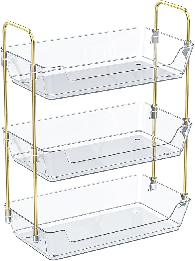 3-Tier Bathroom Organizer Countertop – Makeup, Perfume, and Skincare Storage Tray for Bathroom, Dresser, and Vanity