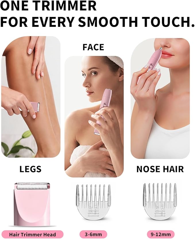 Ufree Bikini Trimmer Women Electric Razors Dual Head, Pubic Body Hair Trimmer Electric Shaver for Face, Legs, Arm, Rechargeable Lady Shaver Waterproof, Summer Grooming Kit, Gifts for Her