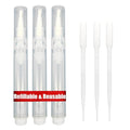 3-Pack 6ml Refillable Cuticle Oil Pens, Reusable Empty Nail Oil Pens Empty, Fillable Oil Applicator, Transparent Cosmetic Container (White)