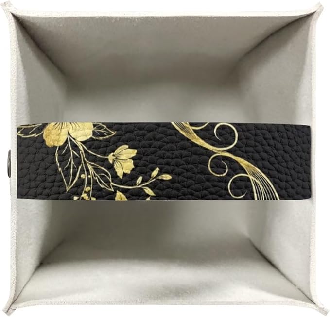 Black Marble Flower Tissue Box Holder Stylish Leather Square Tissue Box Cover with Top Handle Waterproof Napkin Case Holder Home Office Bathroom Decor