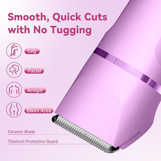 Electric Bikini Trimmer for Women: Electric Razors for Pubic/Leg/Armpit/Facial Hair, 4-in-1 Shaver Grooming Kit for Travel/Wet/Dry Use, Birthday Valentine's Day Self-Care Gifts for Mom Wife Girlfriend