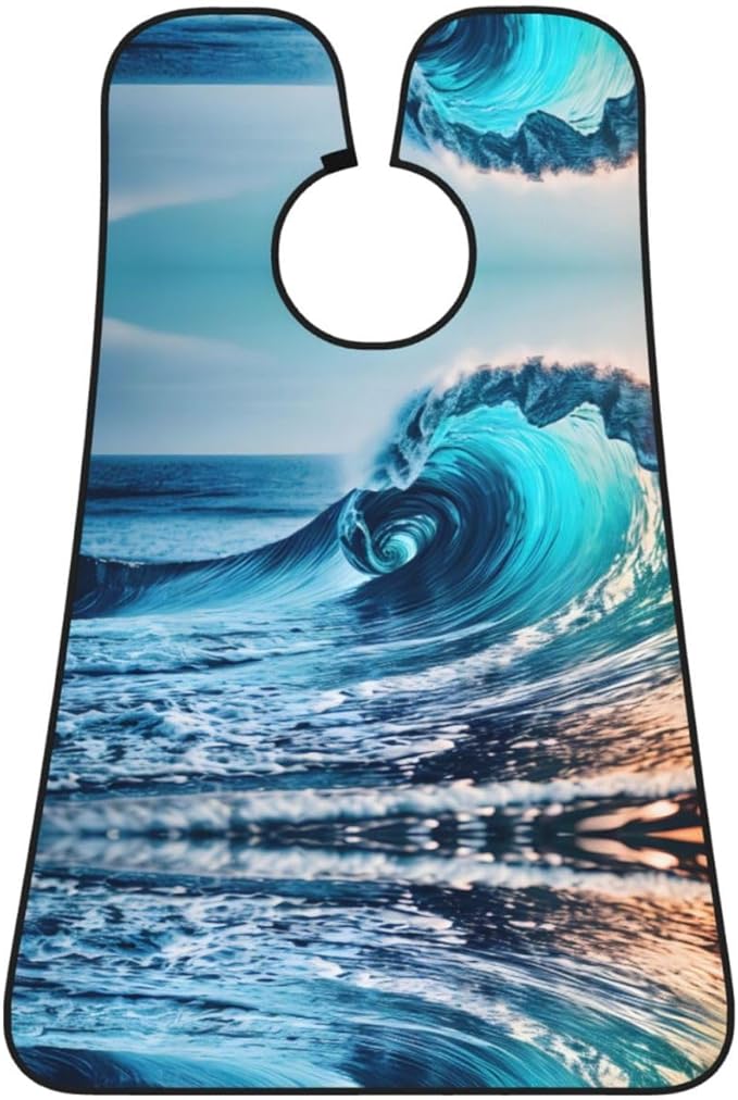 Ocean Sea Wave Print Beard Bib Apron For Men, Beard Hair Catcher For Men Shaving Trimming,Beard Cape Cloth