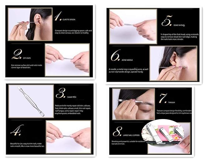 Manicure Pedicure Set 12 in 1 Nail Clippers Cuticle Cutters Stainless Steel Professional Toenail Clippers Nail Scissors Grooming Kit for Men Women with Travel Case