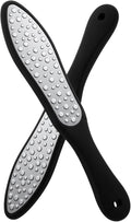 Foot Files Callus Remover Stainless Steel Foot Rasp and Dual Double-Sided Long Handle Foot Scrubber for Dead Skin Foot File Callus Remover, Black