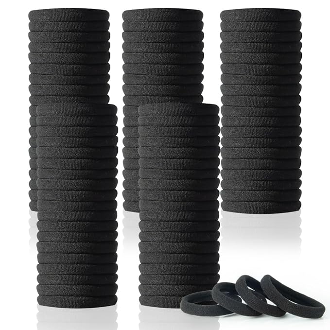100PCS AOHIEDI No Damage Hair Ties for Women Girls, Elastic Hair Bands for All Hair Types, Thick or Thin, Ponytail Holders are Easy to Remove and Don't get Tangled, Upgrade, Black