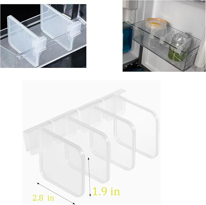 20 pcs Fridge Divider Set, Plastic Retractable Fridge Door Organizer Clip,Clear Refrigerator Organizer Bins Partition,Home Office Clear Tidy Supplies,Kitchen Household Storage Tools(2.8x1.9in)