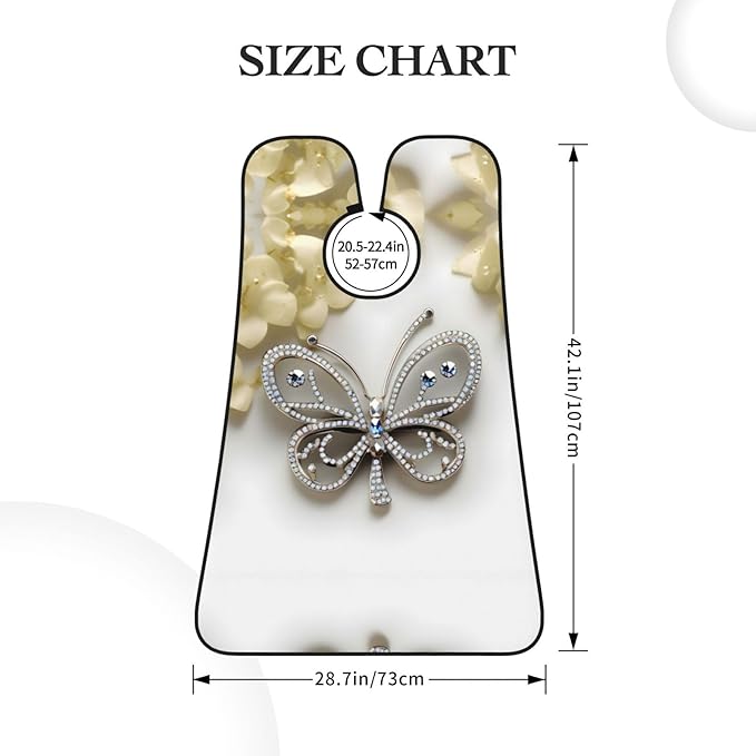 Rhinestone Butterfly And Flower Print Beard Bib Apron For Men, Beard Hair Catcher For Men Shaving Trimming,Beard Cape Cloth