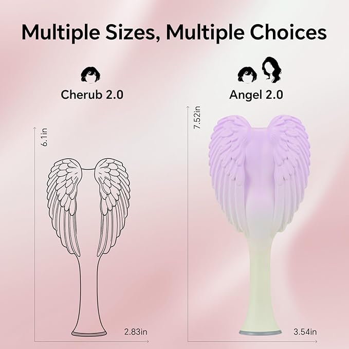 Detangling Hair Brush - Anti Static Angel Wing Hair Brush with Soft & Flexible Bristle for Straight & Wavy Hair - Tangle Angel Hair Detangler Brushes for Blow Drying & Shower - Two Tone Lilac Ivory