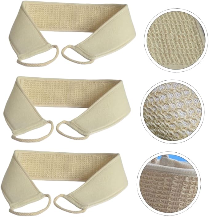 Beaupretty 3pcs Exfoliating Loofah Back Scrubber Strap for Skin Cleaning and Care Bath Body Washer for Men and Women for Daily Use Shower
