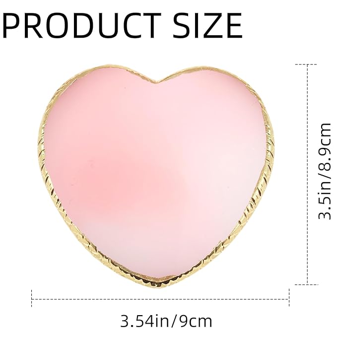 2Pcs Resin Nail Art Palette, Nail Polish Palette, Gold Edge Nails Holder Display Board, Cosmetic Mixing Tools for Nails Art(Heart Shaped White,Pink)