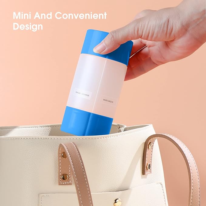 Olatay 4-in-1 Leak-Proof Travel Bottle, 4 * 60ml/2oz, with 2 Pre-printed Labels, TSA Approved, Carry-On Travel Size Toiletries for Women & Men (Blue)