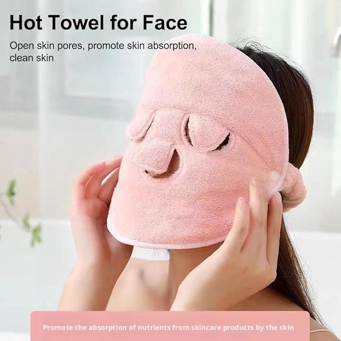 Face Steaming Towel,Hot Compress Face Towel Masks,Reusable Face Masks Skincare Facial Steamer Towel for Hot Cold Skin Care,Towel Steamer for Facials,Spa Towels Beauty Facial Towel for Women (A)