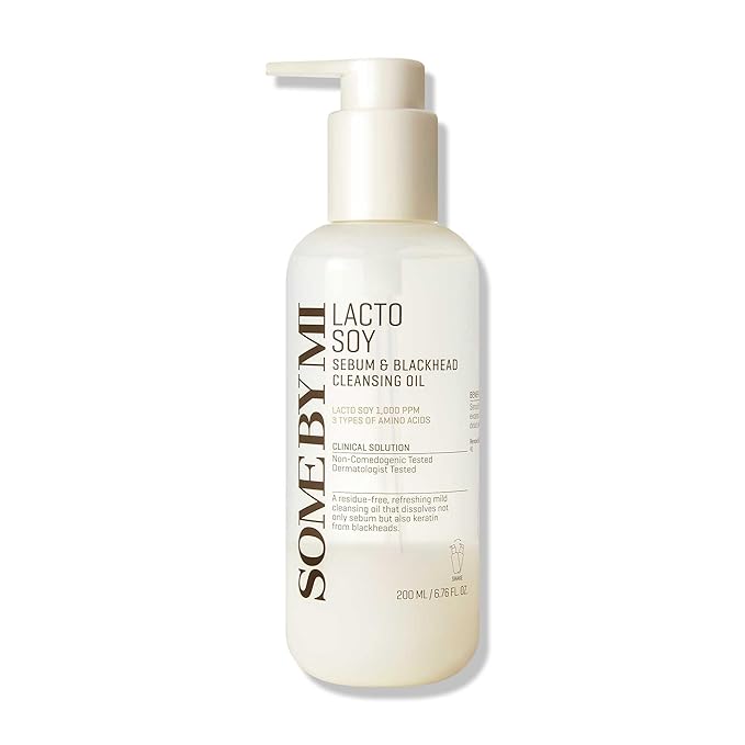 SOME BY MI Lacto Soy Sebum & Blackhead Cleansing Oil – 6.76oz, 200ml – Korean Vegan Makeup-Removing Oil Cleanser with Soybean Extract & Serine – Deep Cleansing for Blackheads & Pore – Korean Skin Care
