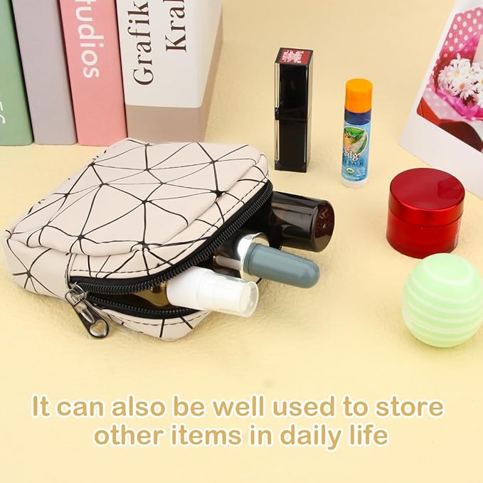 Desing Wish Sanitary Napkin Storage Bag, Menstrual Cup Pouch Nursing Pad Holder Tampon Bags Feminine Product Pouches Portable Period Kit Bag for Girls Women Ladies 2 Pack (Nude/Black)