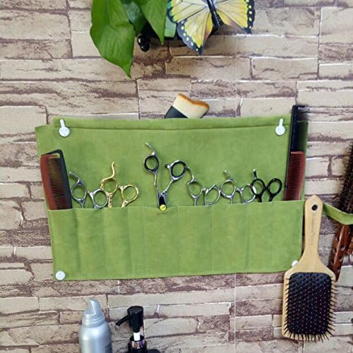 Creation Core Microfiber Fabric Salon Scissors Bag Roll Up Hair Tools Pouch for Stylist Barber Hairdressers, Green
