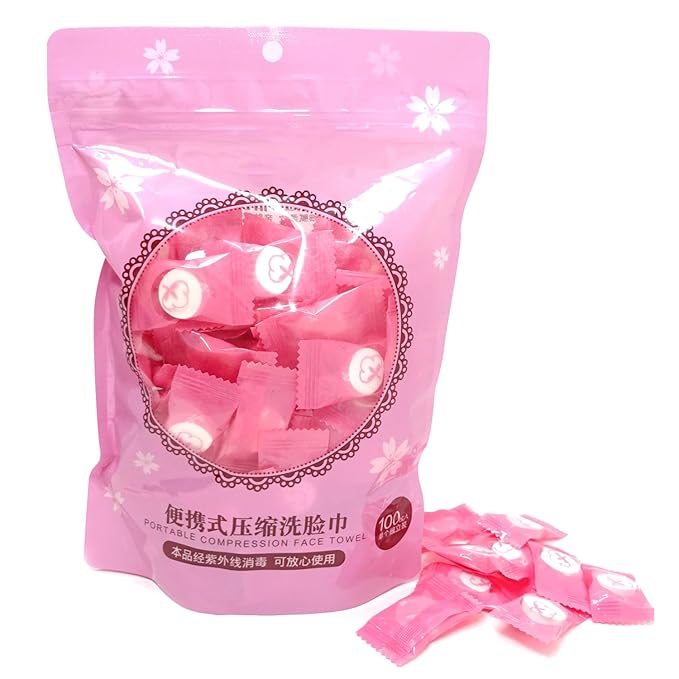"Honbay 100PCS Disposable Portable Compression Face Towel Cotton Washcloth for Travel, Home,Camping and other Outdoor Activities"