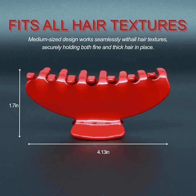 Cherry Red Claw Clip 4 Inch - Premium Acetate Hair Clip for All Hair, Smooth Round Edges No Snag, Gift Ready Luxury Box