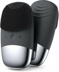 MEGAN Facial Cleansing Brush,USB Rechargeble Electric Silicone Face Scrubber,IPX7 Waterproof Sonic Facial Massager, 3 in 1 face Brush for Deep Cleanning, Blackhead Remover, Exfoliating.（Black）