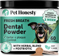 Dog Breath Freshener Dental Powder for Teeth Cleaning Plaque Off, Dental Care for Large Dogs, Tartar Remover for Teeth with Natural Herbal Blend + Postbiotics (Mint - 60 Servings)