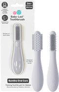 ezpz Baby-Led Toothbrush (Pewter) - 3 Months + - 100% Silicone Infant Toothbrush with Sensory Bumps - Cleans Gums + New Teeth - Improves Hand-to-Mouth Coordination, Self-Feeding Skills