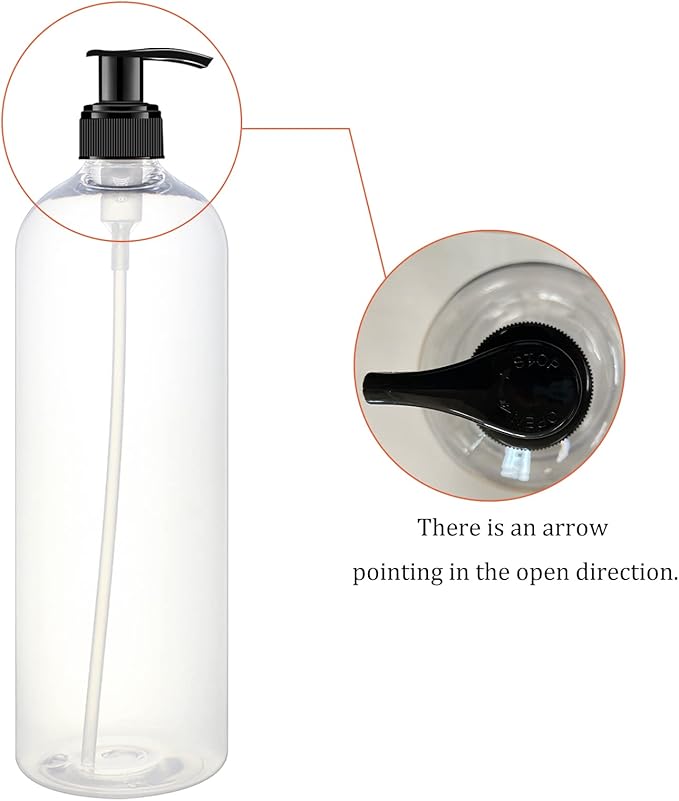 6 Pack 32 oz Shampoo and Conditioner Dispenser Bottles with Pump for Conditioner, Soap, Lotions, 32 oz Empty Plastic Pump Bottle Dispenser with Labels Funnel, Chalk,Pen