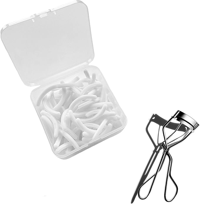 100Pack Compatible with Shiseido Eyelash Curler Refill Pads,High Elasticity Silicone Refill Pads Compatible with Shiseido Eyelash Curler,Gentle & Safe on Lashes,White.