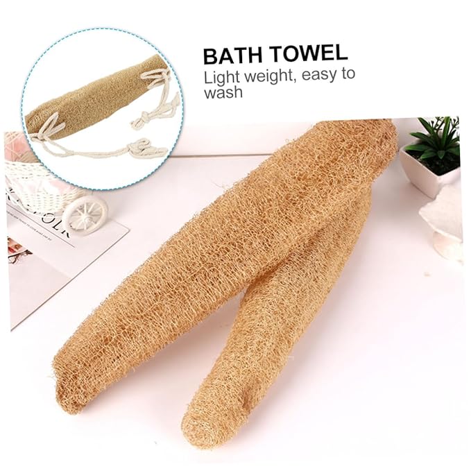 minkissy 3pcs Exfoliating Loofah Back Scrubber Strap for Shower Natural Cotton Material Soft and Comfortable Back Washer for Deep Cleaning Bathing Accessory for Body Care