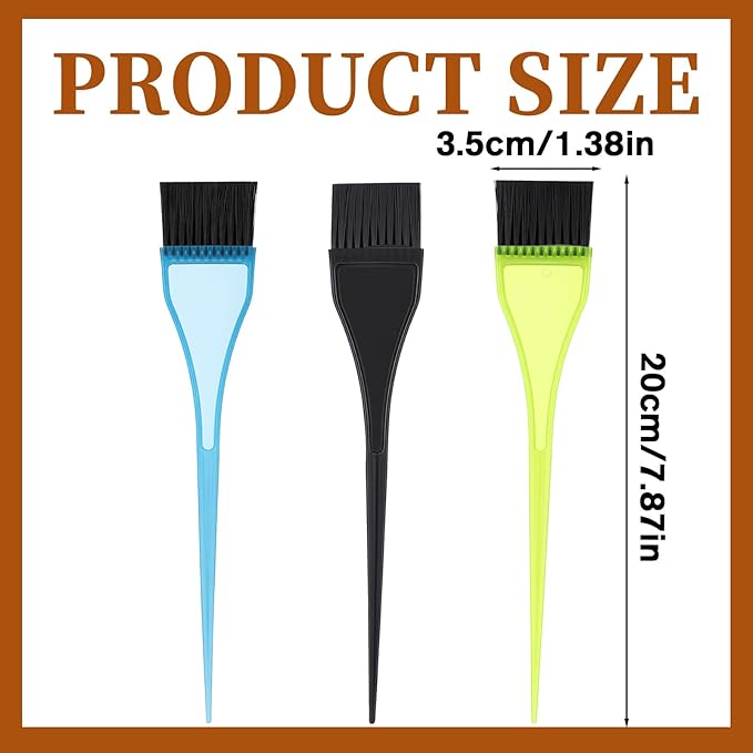 3 Piece Hair Dye Brush Set Reusable Color Tint Applicator Brushes Professional Color Brushes Hair Stylist Supplies for Salon Home DIY Tools(Black, Green, Blue)
