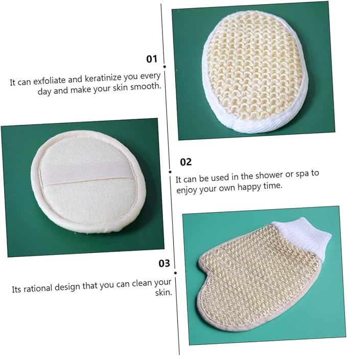 4-Piece Bathing Scrubbing Set Comfortable Back Scrubber Strap and Glove for Shower for Adults Easy to Use Bath Supply