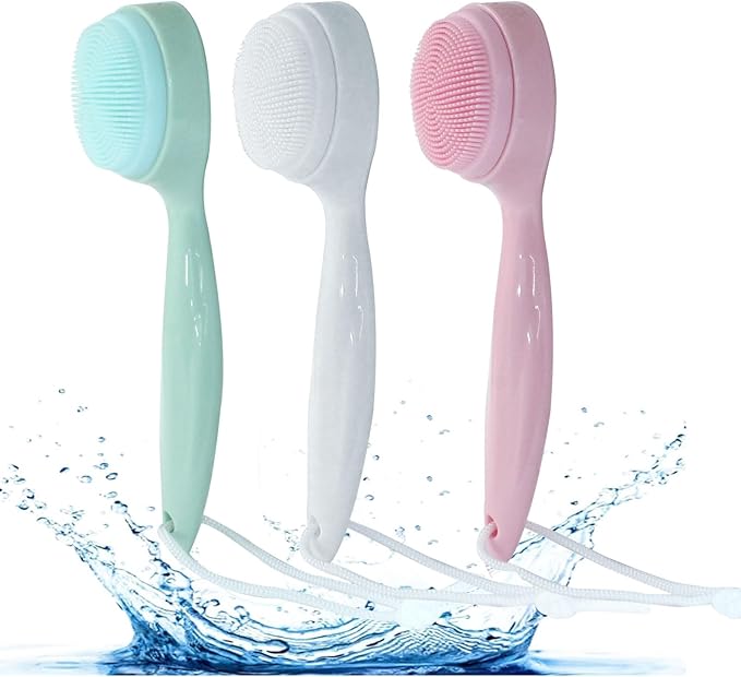 Zorfeter 3 Pack Silicone Facial Cleansing Brush, Skin Friendly Face Scrubber Waterproof Exfoliator, Soft Bristles Applicator for Blackheads Whiteheads Makeup Residues Removal