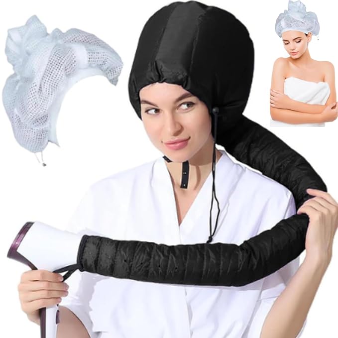 Net Plopping Cap for Drying Curly Hair, Adjustable Net Plopping Cap for Drying Curly Hair with Drawstring, Hair Dryer Bonnet, Plopping Cap Curly Hair for Women (Black 1)