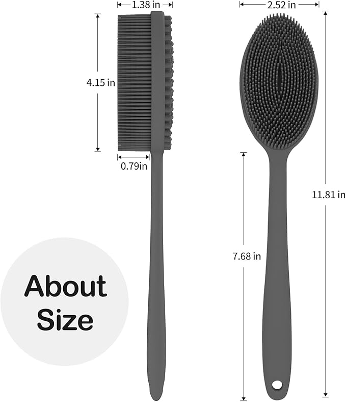 MateeyLife Silicone Body Scrubber Exfoliator with Handle, Gentle Back Scrubber for Shower, Bath Scrubber for Body