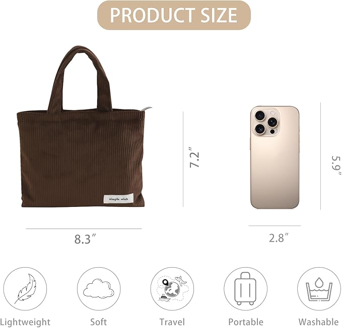 Wudygirl Makeup Bag Travel Cosmetic Bag for Women Small Makeup Pouch with Handle Zipper Cosmetic Pouch Handbag Aesthetic (Coffee)