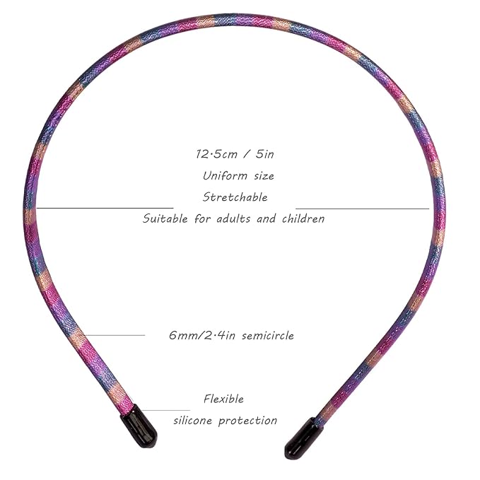 minihope Skinny Multicolor Headbands - Assorted Colors for All Hair Types - Instant Style, Pain-Free Wear - Durable, Adjustable, 5 Pack - Women, Men, Boys, Girls.