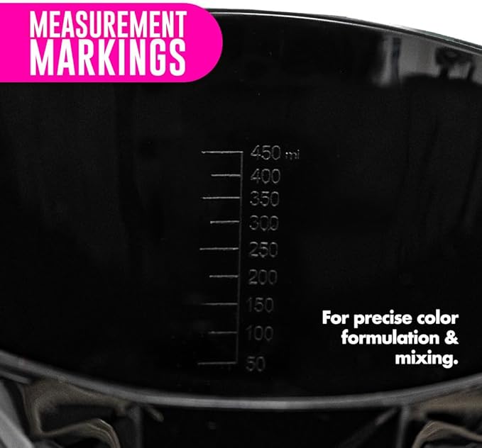 Colortrak XL Black Diamond Easy Grip Bowl with Measurement Markings and a Non Slip Rubber Bottom for an Easy Grip and Spill Resistance, Bowl for Hairstylists, Hair Color Mixing Bowl