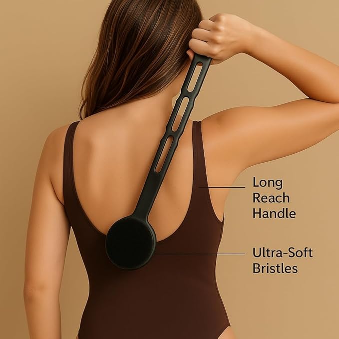 Body Lotion Back Applicator Brush, Long Handle Body Kabuki Brush for Body Cream, Self Tanner Sunless Tanning Lotion & Mousse, Streak-Free Back Leg Bronzer Blending Tool Hard to Apply Areas