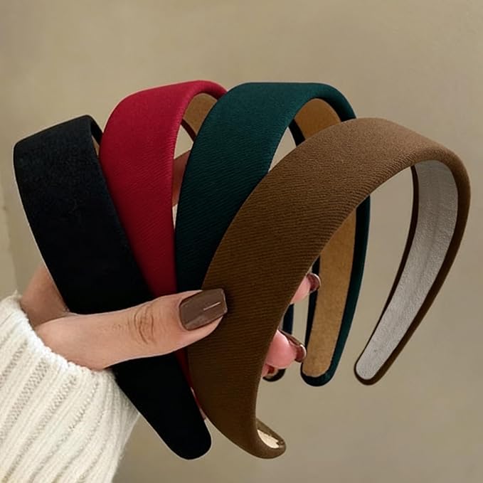 Huachi Headbands for Women Non Slip Trendy Headbands for Women’s Hair 1 inch Wide Cute Headband for Girls, Christmas Head Bands Elastic Hair Bands for Womens Fashion Accessories for Women 4PCS