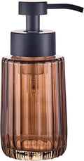 Easy Tang Glass Foaming Brown Soap Dispenser with Black Pump, 12 OZ Vintage-Inspired Modern Glass Refillable Bottle, Hand Soap for Bathroom Countertop and Kitchen