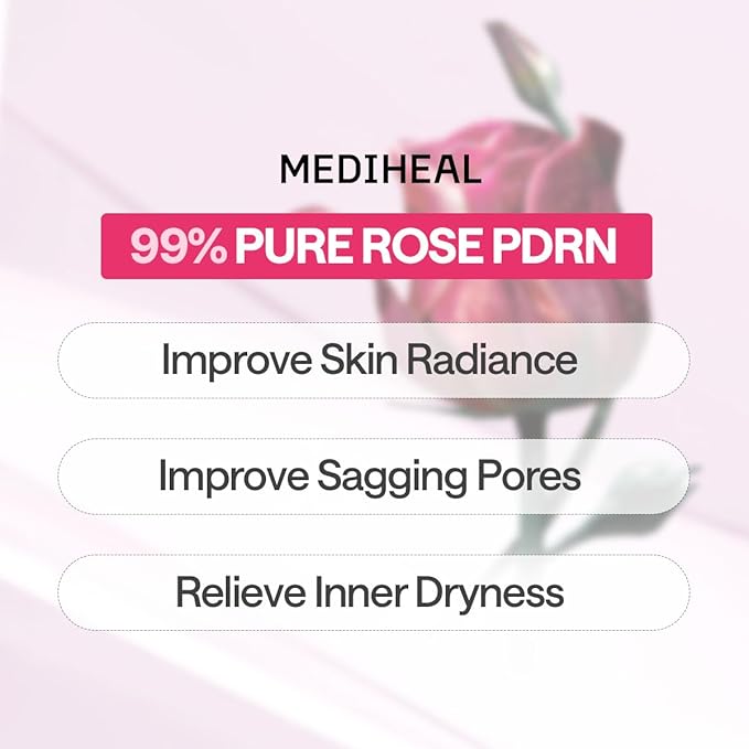 Mediheal Essential Face Mask [PDRN] Healthy Glow 10 pcs. with 99% Purity White Rose PDRN for Glass Skin, Pore Care, Skin Firming - Home Skin Care & Vegan Formula Korean Beauty Sheet Mask