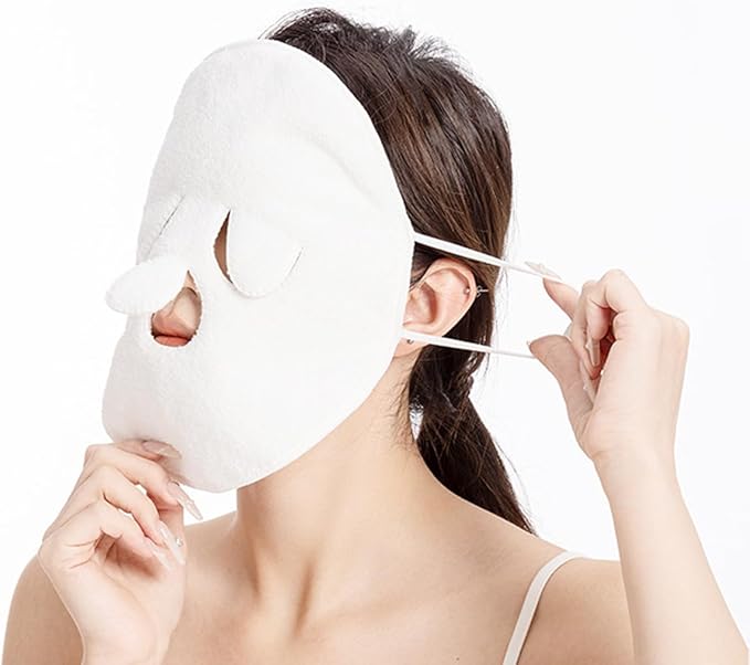 mollensiuer 4 Pieces Face Steaming Towel 3 Holes Reusable Face Towel Beauty Skin Care Towels Cold Hot Facial Steamer Towels for Skin Face Care Beauty Salons, White