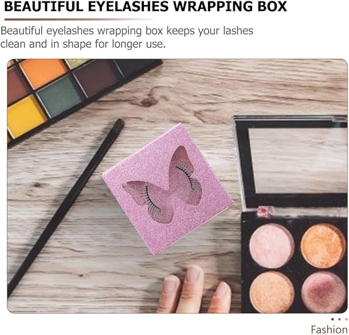 10 Sets Colorful Square False Eyelashes Storage Boxes with Butterfly Hollow Design, Lid Lash Packaging Case for Eyelash Extensions and Makeup Organization