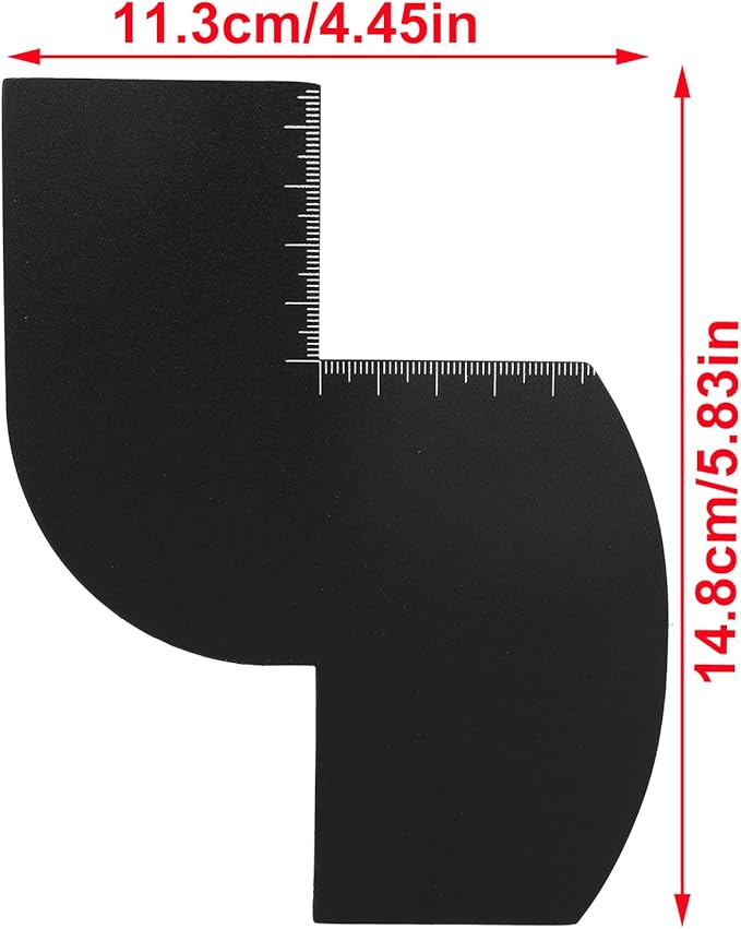Color Enhancement Barber Card, S Shape Black Hairline Tool Lineup Pencil Kit with Measurement Indicators Color Spray Edge Hair Line Up Card Essentials Supplies Accessories for Beard & Hair