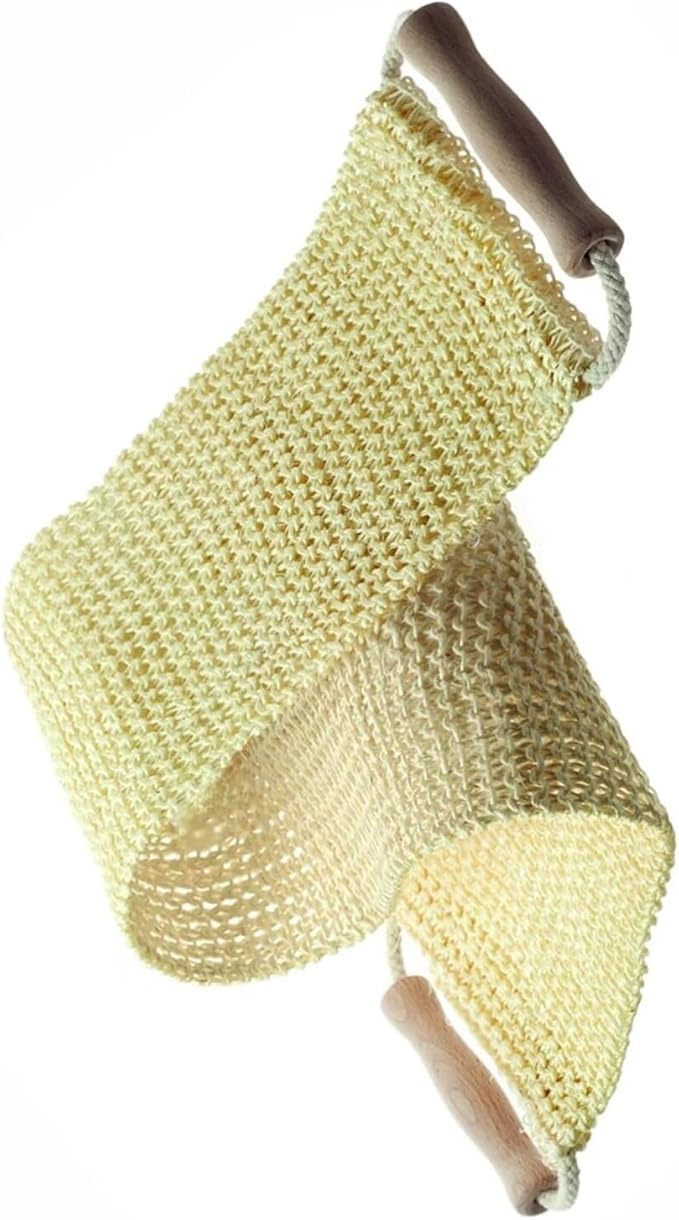 Premium Sisal Exfoliating Back Strap Shower Brush Rub Exfoliating Dead Skin Shower Bath Towel Skin Care Bath Towel Scrubber Natural Sisal Back Strap with Wooden Handle for Home Shower SPA Scrubber