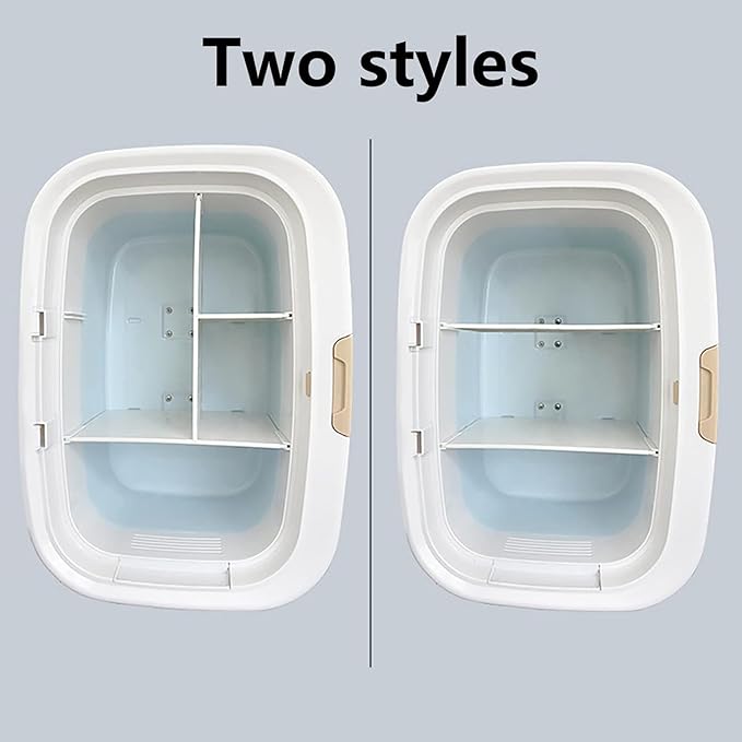 20L Cold Hot Mini Refrigerator, Portable Beauty Makeup Fridge, with Makeup Mirror and LED Light, Adjustable Brightness, Removable Shelves, for Drink, Car, Office