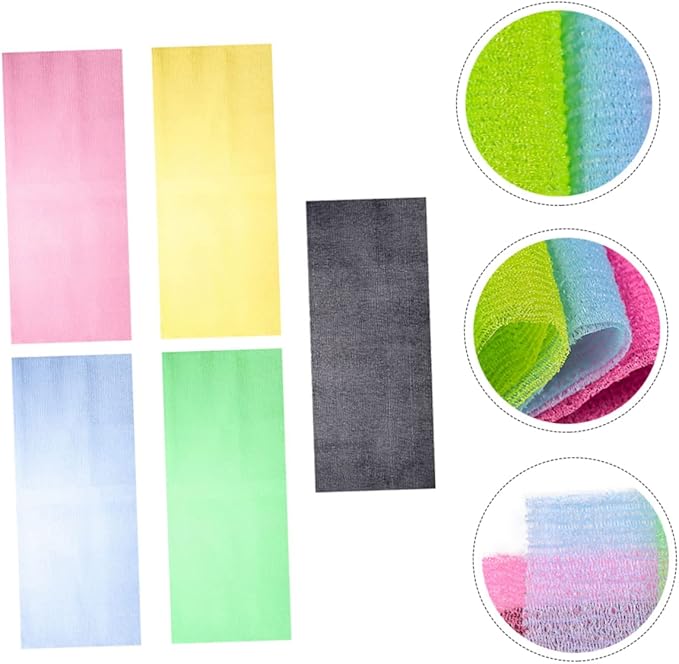 5pcs Exfoliating Back Scrubber for Shower Strap Bathing Body Washer for Improved Skin Health Convenient Hanging Design Color Random