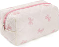 Floral Makeup Bag,Floral Quilted Make Up Bag,Large Cosmetic Bag,Fashionable Travel Makeup Pouch, Cute Portable Storage Bag,Puffy Coquette Makeup Bag, Attractive Quilted Pouch